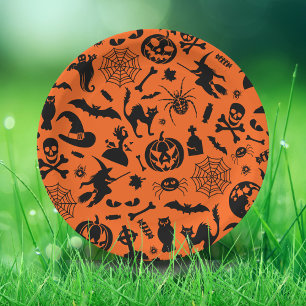 Halloween Party Happy Halloween orange black fun Paper Plate