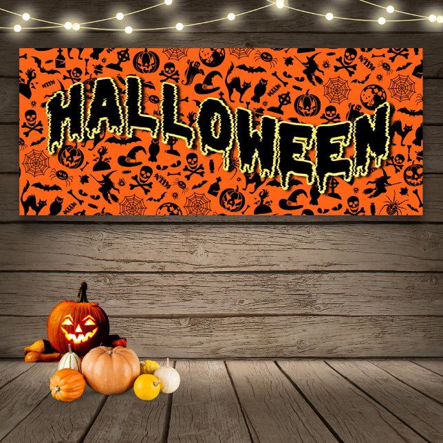 Halloween Party Happy Halloween spooky typography  Banner (Creator Uploaded)