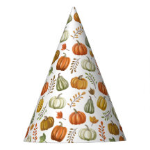 Halloween Party Hat With Pumpkins - White
