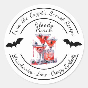 Halloween Party   Haunted Blood Cocktail   Spooky  Classic Round Sticker