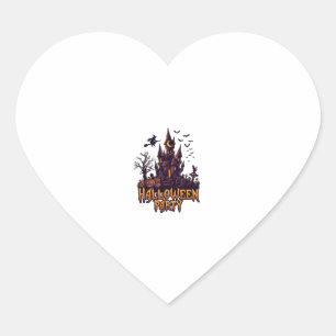 Halloween Party Haunted Castle Pumpkins Bats Heart Sticker