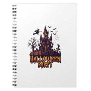 Halloween Party Haunted Castle Pumpkins Bats Notebook
