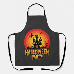 Halloween Party Haunted Castle Retro Vector Apron