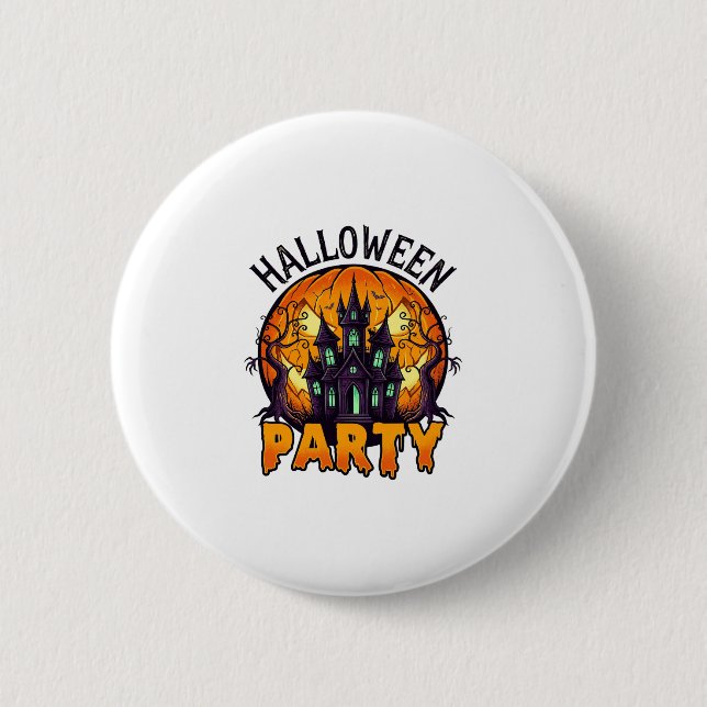 Halloween Party Haunted House Pumpkin Bats_1 2 Inch Round Button (Front)