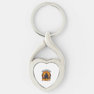 Halloween Party Haunted House Pumpkin Bats_1 Keychain