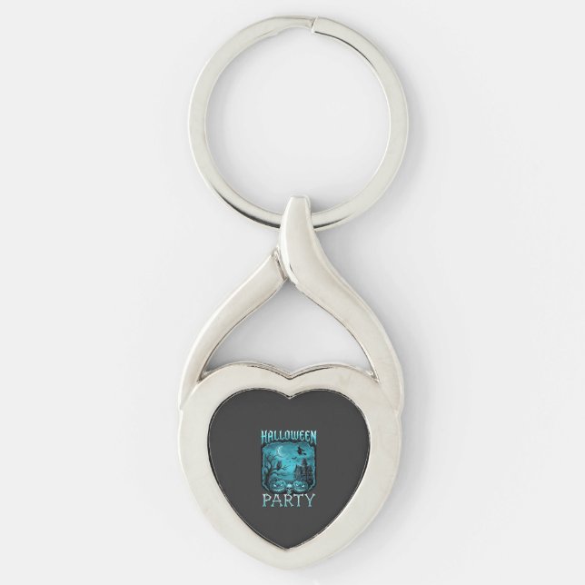 Halloween Party Haunted House Pumpkins Skull Witch Keychain (Front)