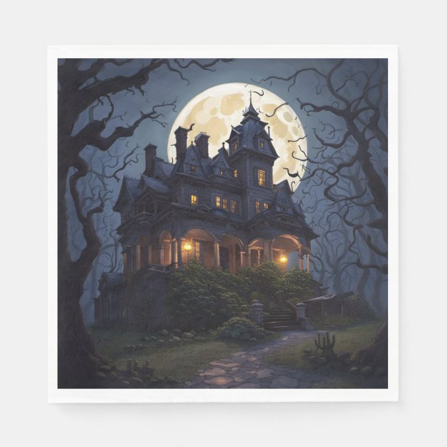 Halloween Party Haunted Mansion Napkin (Front)