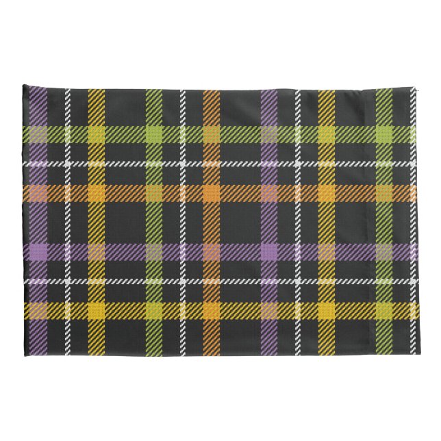 Halloween Party Holiday Custom Retro Plaid Pillowcase (Back-Right)