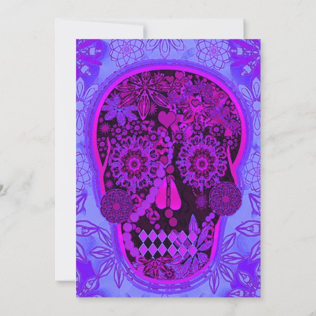 Halloween Party | Hot Pink and Blue Glow Invitation (Back)