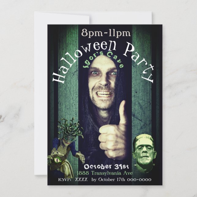 Halloween Party Igor's Cave Invitations Vintage (Front)