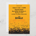 Halloween Party Invitation<br><div class="desc">black and yellow Halloween Party Invitation flying bats modern cool design</div>