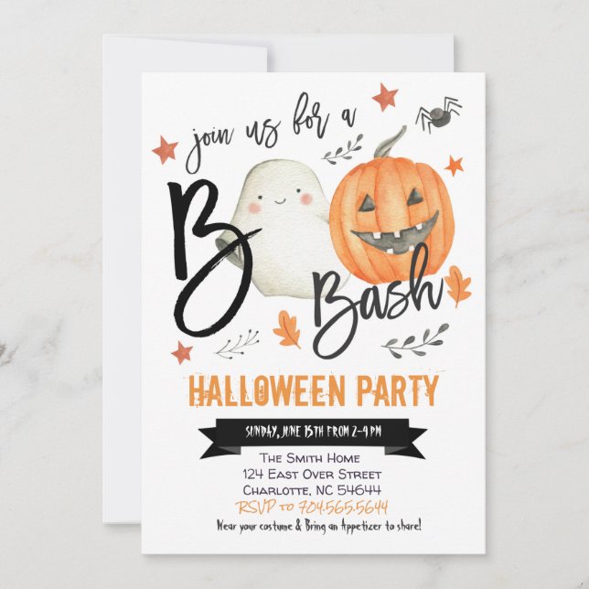 Halloween Party invitation, Boo Bash Invite (Front)