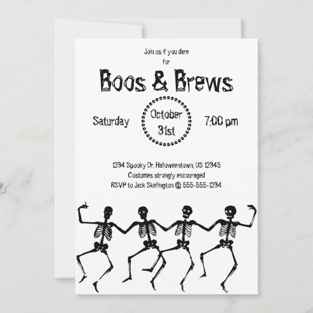 Halloween Party Invitation - Boos and Brews (Front)