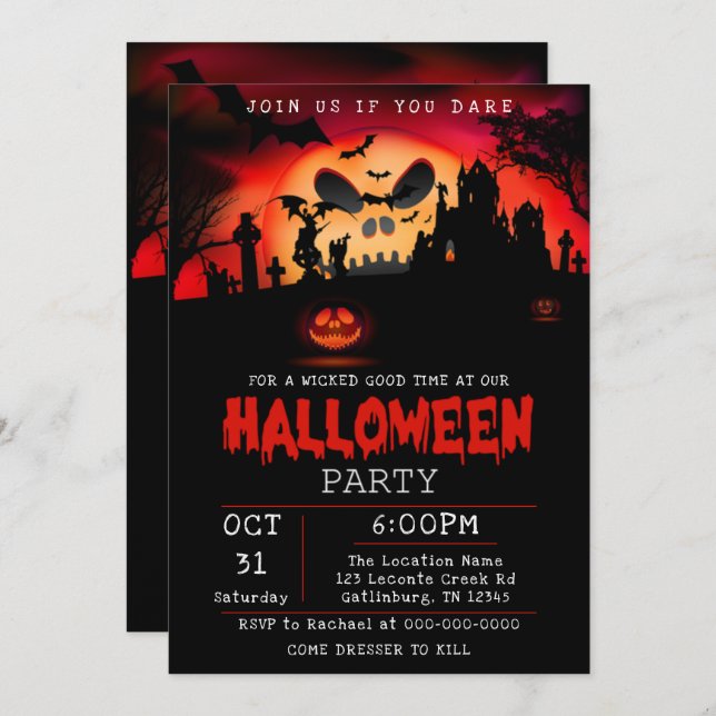Halloween Party Invitation Creepy (Front/Back)