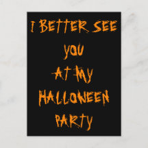 Halloween Party Invitation Cryptic Black Orange