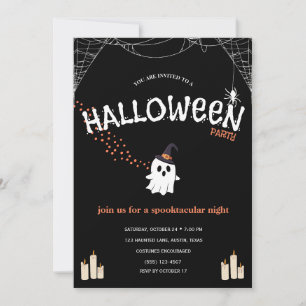Halloween Party Invitation Cute Spooky Ghost
