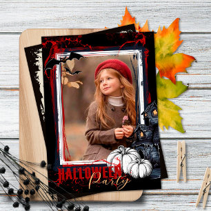 Halloween Party Invitation Frame Black with Photo