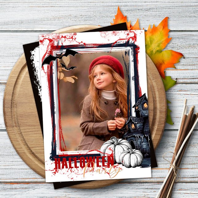 Halloween Party Invitation Frame White with Photo (Creator Uploaded)