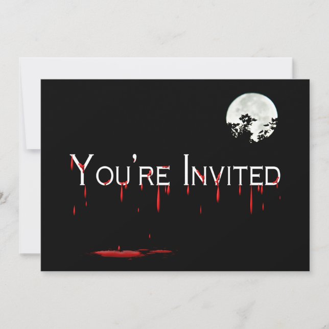 Halloween Party Invitation - Full Moon - Bloody (Front)
