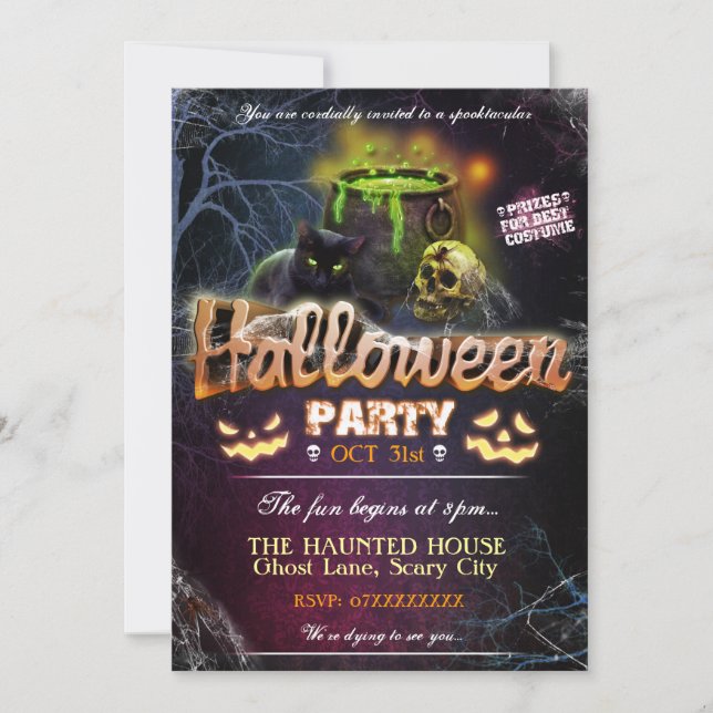 Halloween Party Invitation Fully Customizable (Front)
