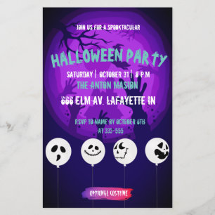 Halloween party invitation fully customizable flyer