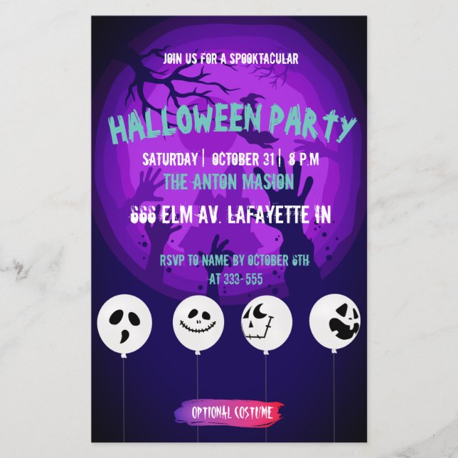 Halloween party invitation fully customizable flyer (Front)