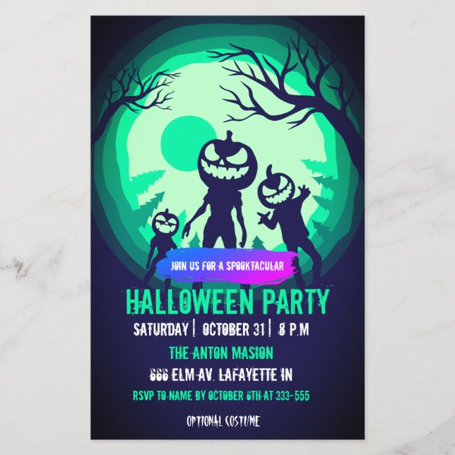 Halloween party invitation fully customizable flyer (Front)