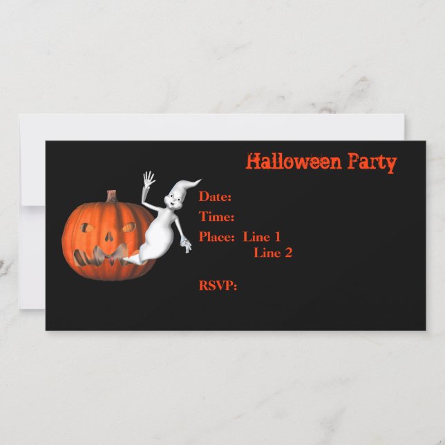 Halloween Party Invitation Ghost Pumpkin Card (Front)