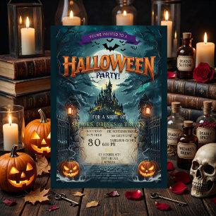 Halloween Party Invitation Haunted Castle Spooky
