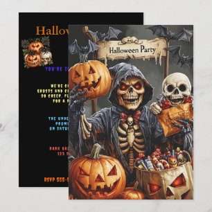 Halloween Party Invitation Horror Creepy Scary 