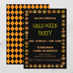 Halloween party invitation jack o' lantern frame