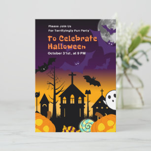 Halloween Party Invitation or Terrifyingly Fun Hal