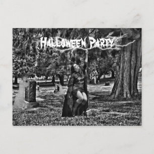 Halloween party invitation postcard