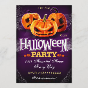 Halloween Party Invitation Pumpkins Customisable