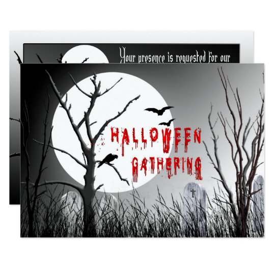 Halloween Party Invitation - Silohoutte Trees/Moon