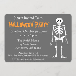 Halloween Party Invitation (Skeleton Grey)