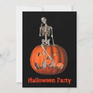 Halloween Party Invitation Skeleton Jack O Lantern