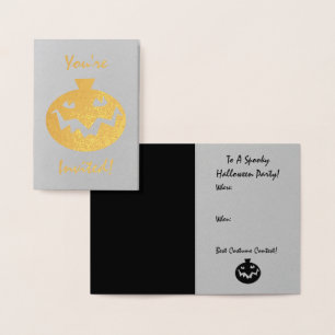 Halloween Party Invitation Spooky Pumpkin Face