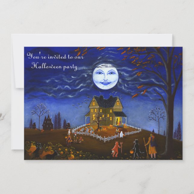 Halloween,party,invitation,witch,moon,devil,skull Invitation (Front)