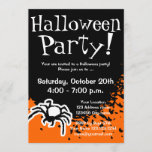 Halloween party invitations | Custom invites<br><div class="desc">Halloween party invitations | Custom invites with scary spider design. Personalizable announcement text and background colour. Black and orange.</div>