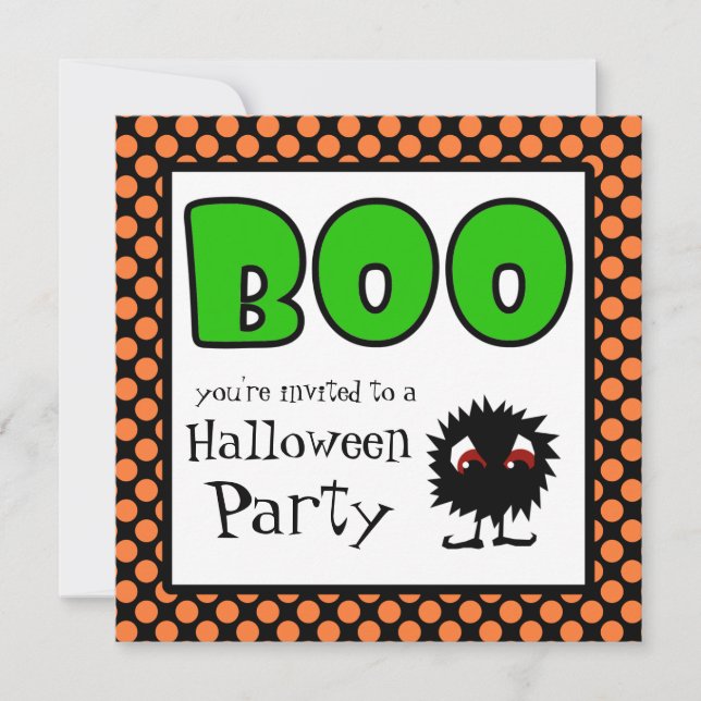 Halloween Party Invitations Little Meanie BOO (Front)