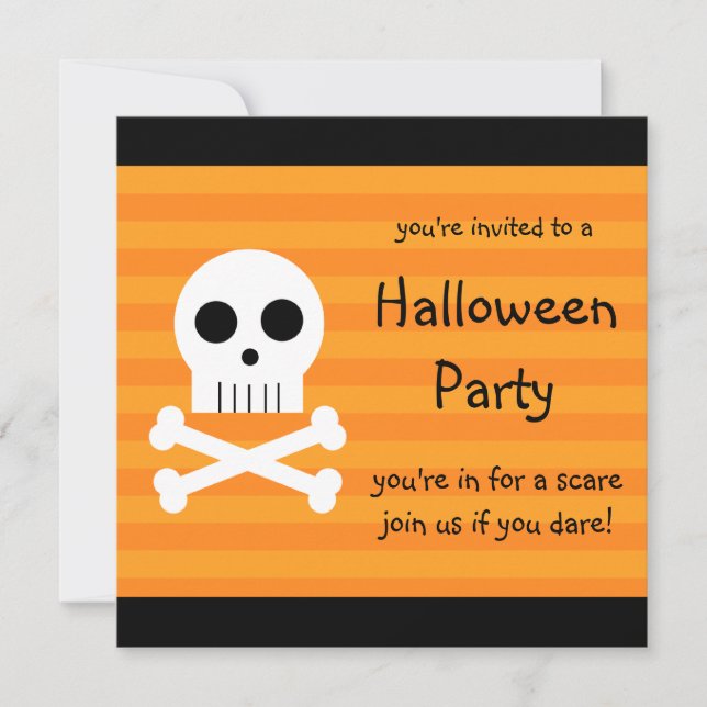 Halloween Party Invitations Square Pirate Skull (Front)