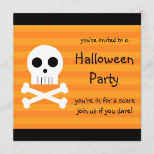 Halloween Party Invitations Square Pirate Skull