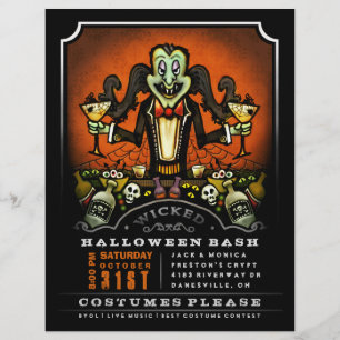 Halloween Party Invite 8.5 x 11 Flyer Dracula Fun