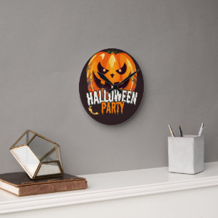 Halloween Party – Jack-o’-Lantern Design Round Clock