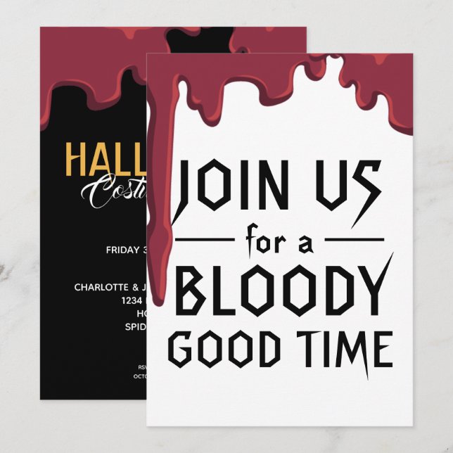 Halloween Party Join Us For a Bloody Good Time Invitation (Front/Back)