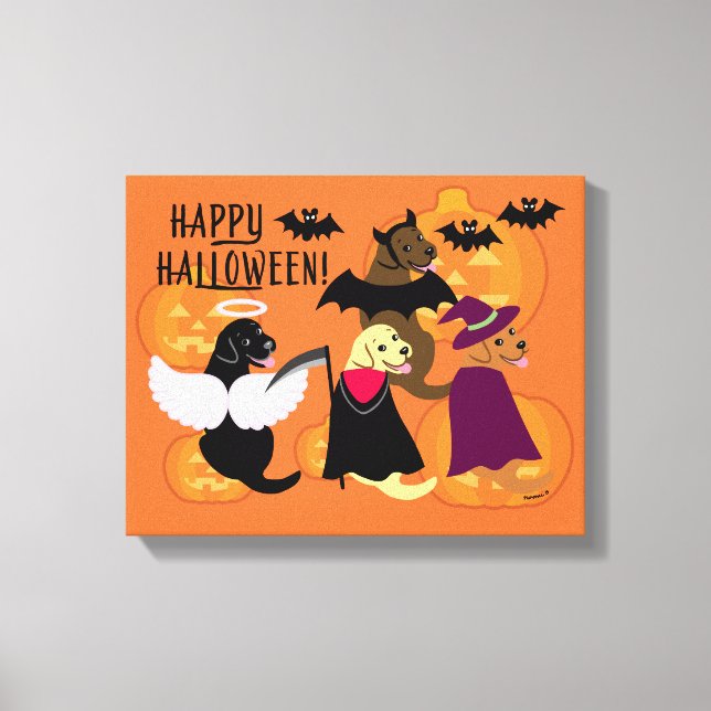 Halloween Party Labradors Canvas Print (Front)