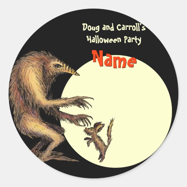 Halloween Party Name Tag - Creature vs. Doggie (Front)