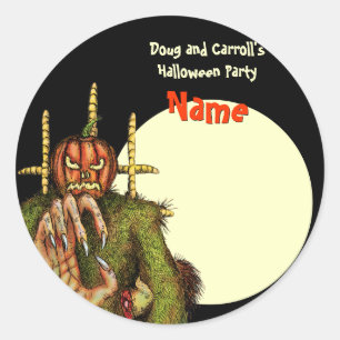 Halloween Party Name Tag - Pumpkin Head Scarecrow