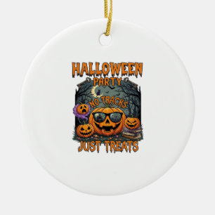 Halloween Party No Tracks Just Treats Sunglasses P Ceramic Ornament
